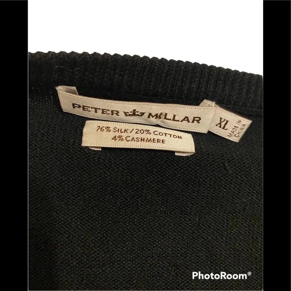 Peter Millar Silk Cashmere Blend V-Neck Sweater Sz XL